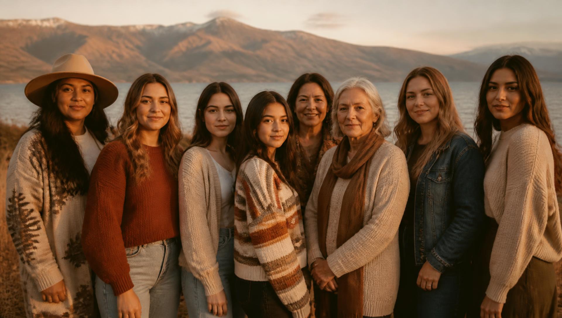 A diverse group of women standing together in the Bear Lake Valley landscape